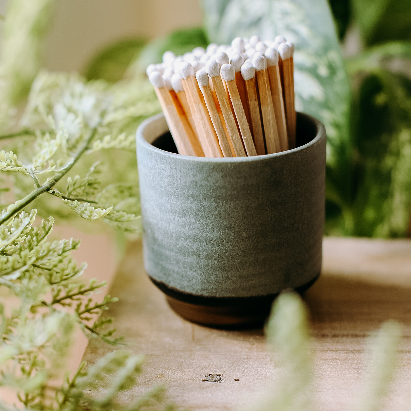 Ceramic match pot and matches